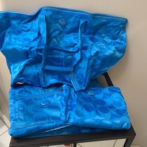 Three Piece Coach Weekend Bag Set